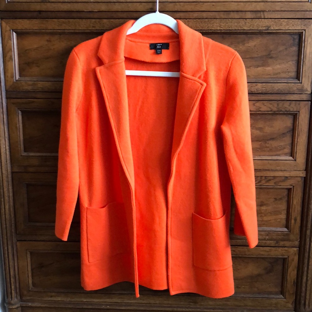 J. Crew sweater blazer bright orange